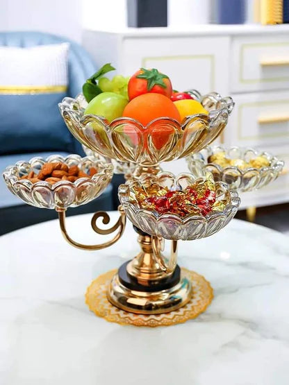 360° Rotating Crystal Snack Tray – Multi-Layer Acrylic Fruit Bowl & Candy Platter