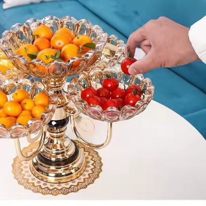 360° Rotating Crystal Snack Tray – Multi-Layer Acrylic Fruit Bowl & Candy Platter