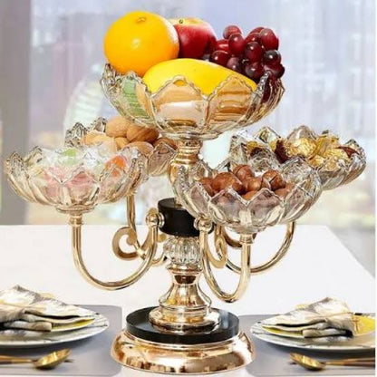 360° Rotating Crystal Snack Tray – Multi-Layer Acrylic Fruit Bowl & Candy Platter
