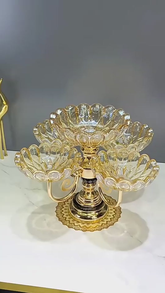 360° Rotating Crystal Snack Tray – Multi-Layer Acrylic Fruit Bowl & Candy Platter